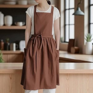 Cotton Apron With Pockets, Waterproof, For Cooking, Baking, Gardening, Elegant And Practical Gift For Her