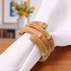 Bamboo Napkin Rings- Rustic Table Accent For Weddings And Dinner Parties, Eco-Friendly, Natural Gift Idea