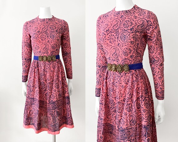 Vintage Gauzy Lilac Indian Block Print Dress