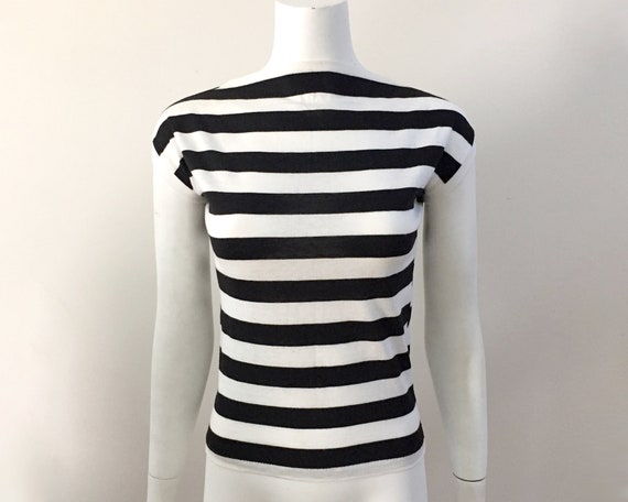 60s B&W Stripe Bateau Tee - XS