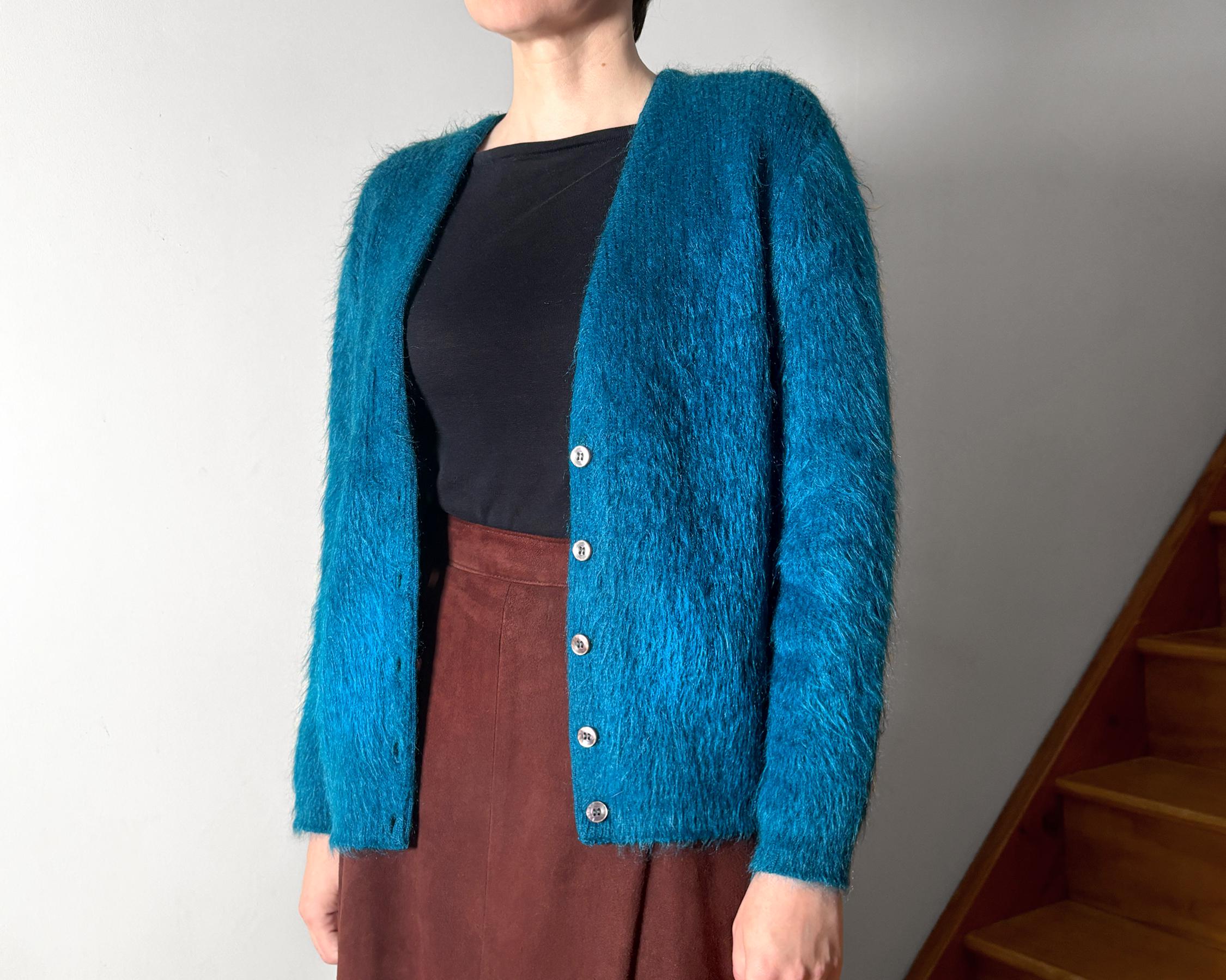 トップス 60s vintage shag-a-mo mohair cardigan 60s Vintage Mohair Cardigan Rare Pattern Rare Mint Vintage 60's