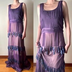 90s Silk Chiffon Maxi Slip Dress–S/M