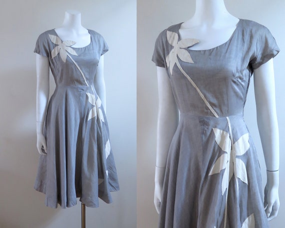 1950s Tootal Linen Dress - M