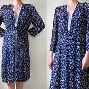 1940s Printed Chiffon Overdress–M