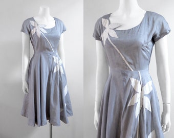 1950s Tootal Linen Dress - M