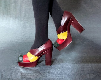 1970s Color Block Platforms–Size 7–7.5