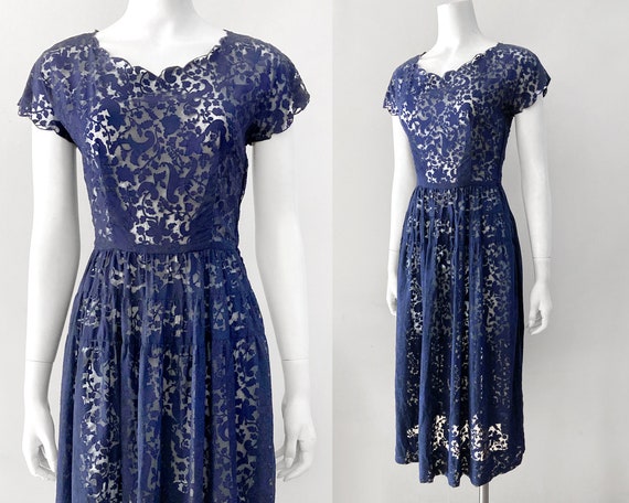 1950s Devoré Dress–S - image 1