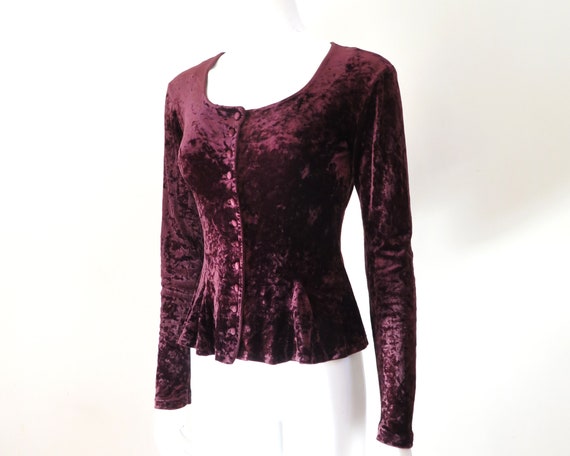 90s Betsey Johnson Velvet Peplum Top - M/L