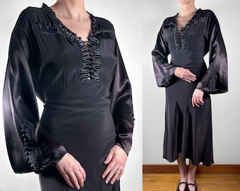 1930s Bias Silk Satin Dress–Size 12