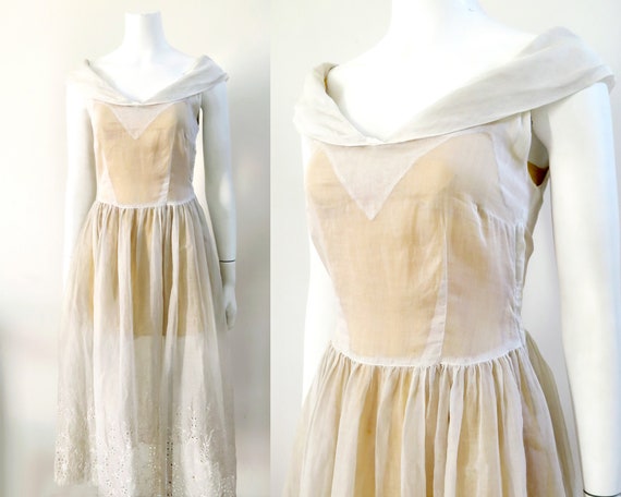 40s Eyelet Summer Dress - Size S