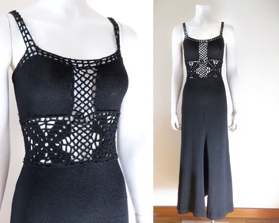 70s Crochet Maxi Dress - S