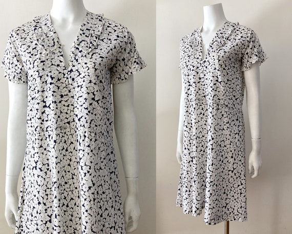 1920s Floral Cotton Dress–M - image 1