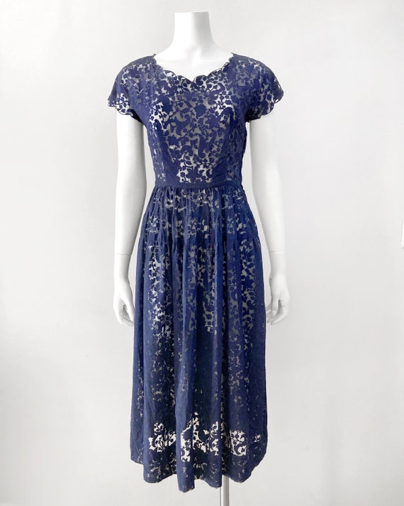 1950s Devoré Dress–S - image 2