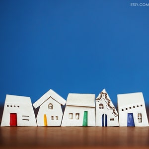 Little Ceramic Rainbow House Village - Modern Village