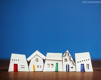 Little Ceramic Rainbow House Village - Modern Village