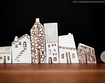 Small Old World Style Ceramic Houses Prague / Amsterdam - Housewarming Gift / Unique Handmade Birthday Present