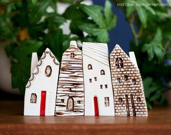 Tall 4 inch Old World Style Ceramic Houses Prague / Amsterdam - host gift