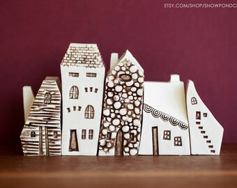 Ceramic Village of Bruges Style Houses - Puzzle Set - Artistic Gift