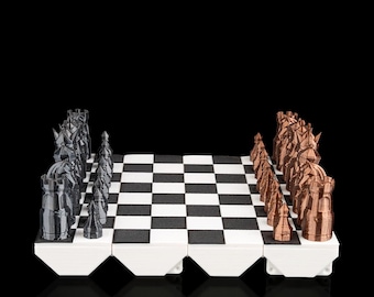 King's Mind Chess Set - Gold- und Silberfiguren mit faltbarem tragbaren Brett