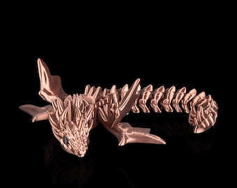 Flexi Amphiptere Dragon | Gegliederte geflügelte Schlange Fidget Spielzeug | 3D gedrucktes flexibles Drachenfigurine Geschenk