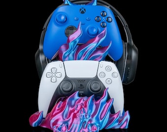 Gaming-Headset- und Controller-Halter stehen 3D-gedruckter Gamer-Schreibtisch-Organizer