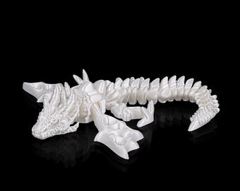 Articulated Undead Wyvern Dragon Toy | Flexi Skeleton Dragon Fidget | 3D Printed Fantasy