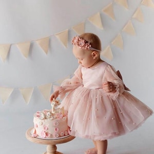 Baby Girl dress Special Occasion, Birthday Dress Girls Blush Dress,  Baby Girl Party Dress, First Birthday Dress