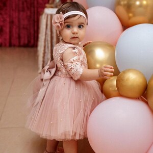 Baby Girl dress Special Occasion, Birthday Dress Girls Blush Dress,  Baby Girl Party Dress, First Birthday Dress