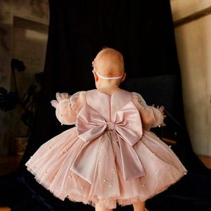 Robe de premier anniversaire, robe de demoiselle d&#39;honneur tutu, robe de demoiselle d&#39;honneur, robe tutu pour tout-petit, robe rose, vieux rose