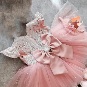 First Birthday Dress Rose Gold Girls Birthday Dress 1st Birthday Dress Baby Girl Party Dress Toddler Birthday Dress Girls Blush Dres