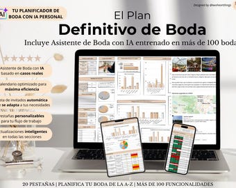 Planificador de Boda Definitivo en Hoja de Cálculo: Google Sheets, Asistente IA (Descarga Digital)