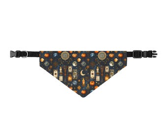 Lanterns and Moon Clip-on Pet Bandana | Night Sky Halloween Print