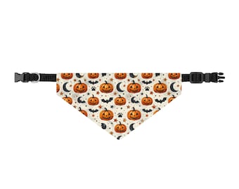 Pumpkin Faces Clip-on Pet Bandana | Halloween Pumpkin Pattern