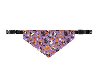 Halloween Cats and Pumpkins Clip-on Bandana | Pet Bandana