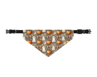Halloween Ghosts and Pumpkins Clip-on Bandana | Pet Bandana, Fall Pattern