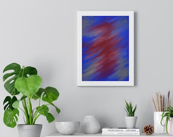 Blue and Red Abstract Art Print, Modern Gallery Wall Decor