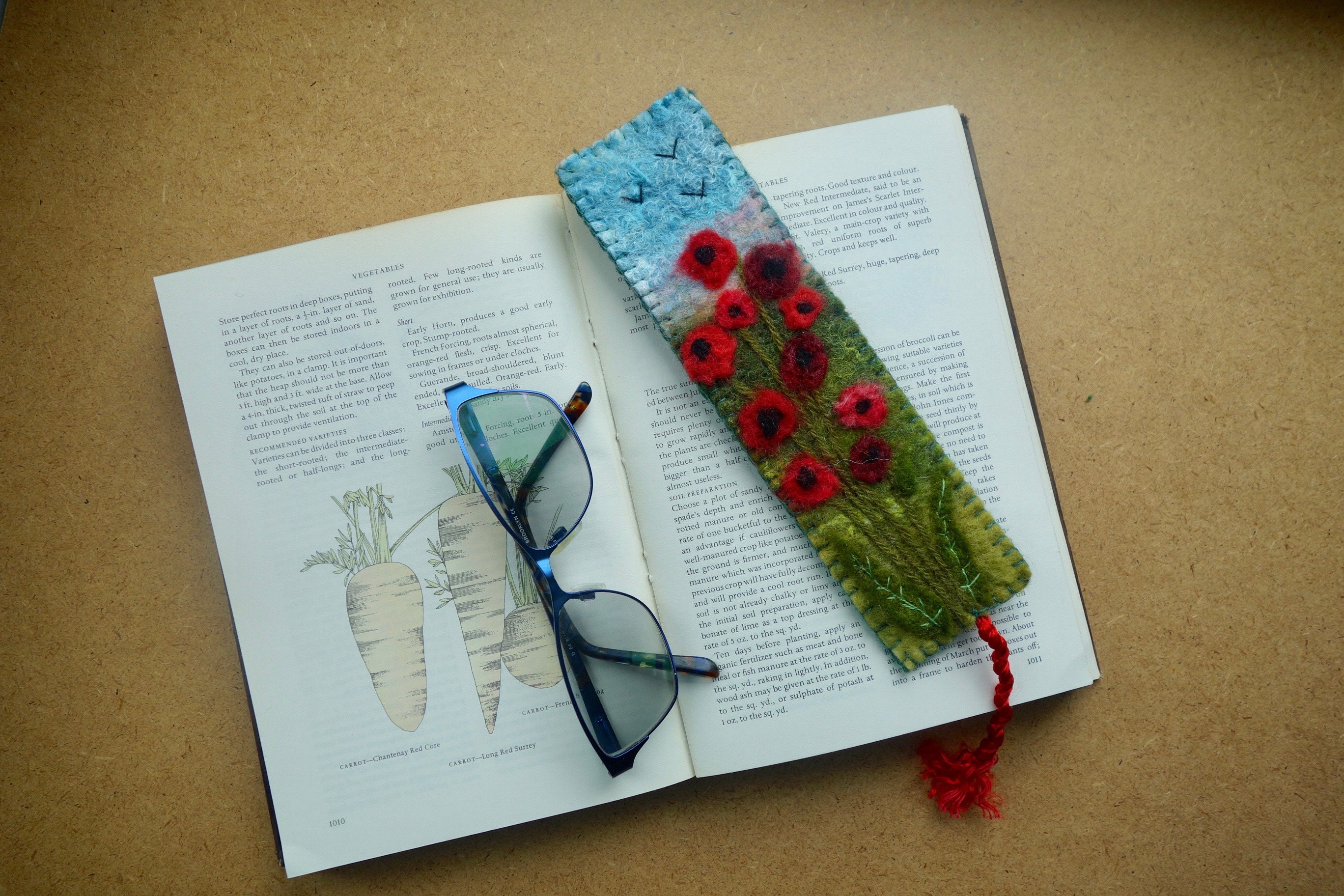 Felt bookmark of needle felted poppy great gift for a best Etsy