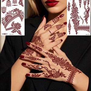 Temporary Tattoo Stickers Fake Tattoo For Women Hand Tattoo -  Henna Tattoo Stencil Set – Intricate Mehndi Designs for Hands & Fingers