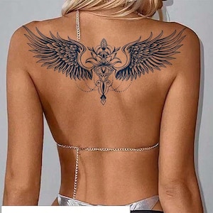 Waterproof Wing Temporary Tattoos, Semi-Permanent Plant-Based Tattoo Stickers With Cool Wing, Flower, Mandala, Chain Designs, Waterproof