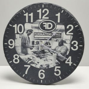 Personalized Slate Clock 30cm, Custom Family Name Clock, Engraved Stone Wall Clock, Housewarming Wedding Gift, Farmhouse Decor