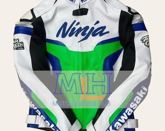 ZX10R Biker Jacket - Kawasaki Ninja Racing Leather Jacket: Racing Biker Style