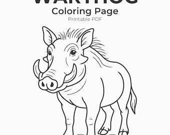 Warthog Coloring Page | Printable Wildlife Animal Sheet (PDF Download)