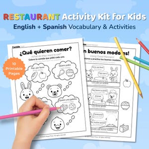 Bilingual Restaurant Activity Kit: Spanish English Vocabulary (PDF Download)