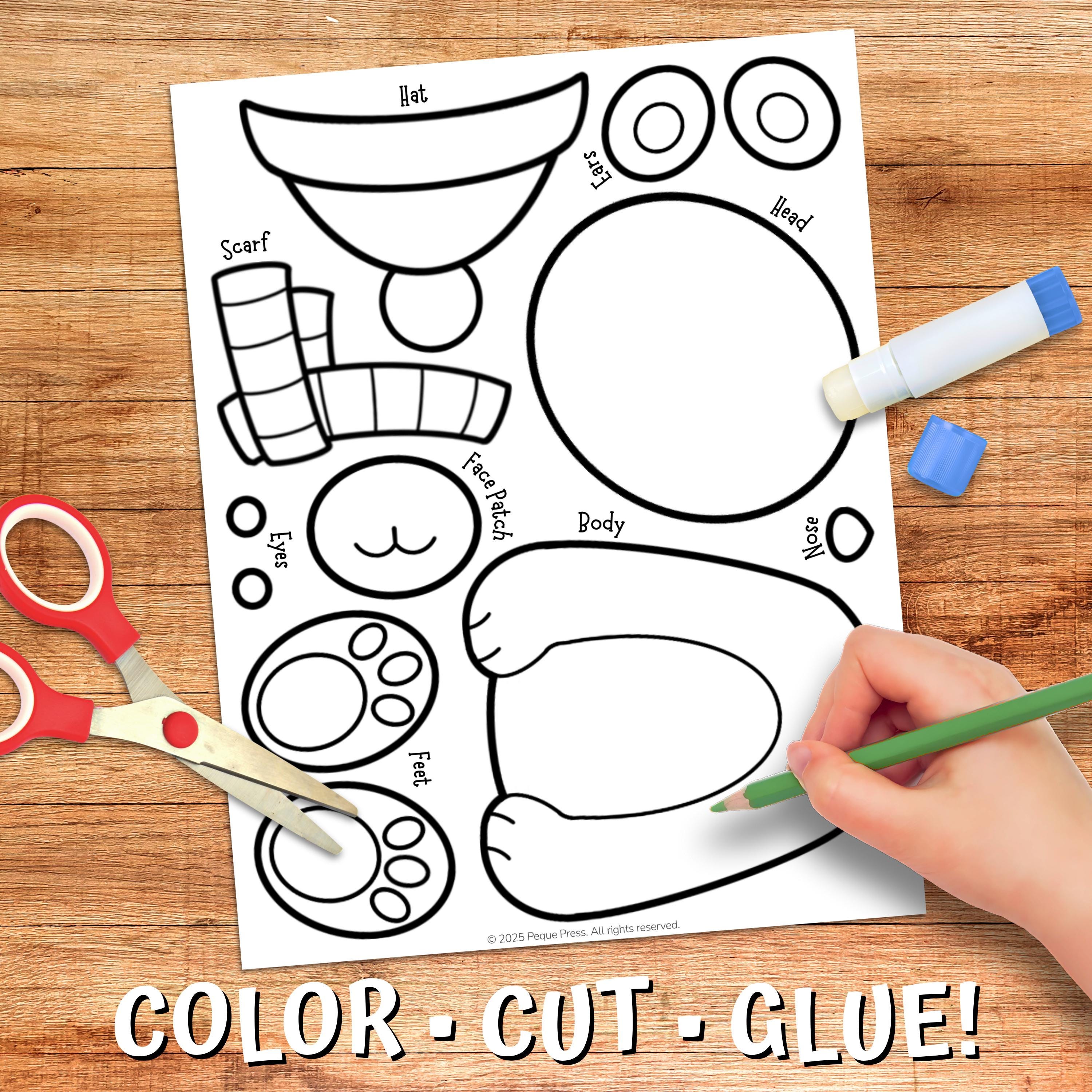 Polar Bear Cut & Glue Craft | Printable Color and Assemble Winter ...