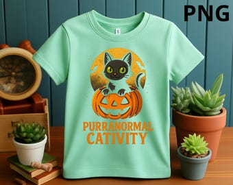 Purranormal Cativity PNG: Funny Halloween Black Cat Design Digital Download