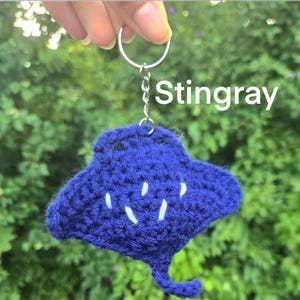crochet mini stingray plushie keychain