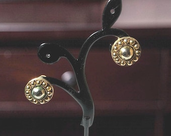 vintage melvyn bernie 1928 jewelry/silver gold tone round clip on earrings