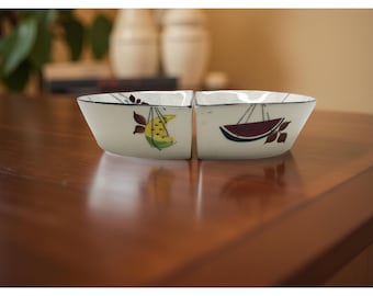 Vintage 1950's Royal Sealy Jamaica Pattern Nut, Candy or Relish bowl, set of 2