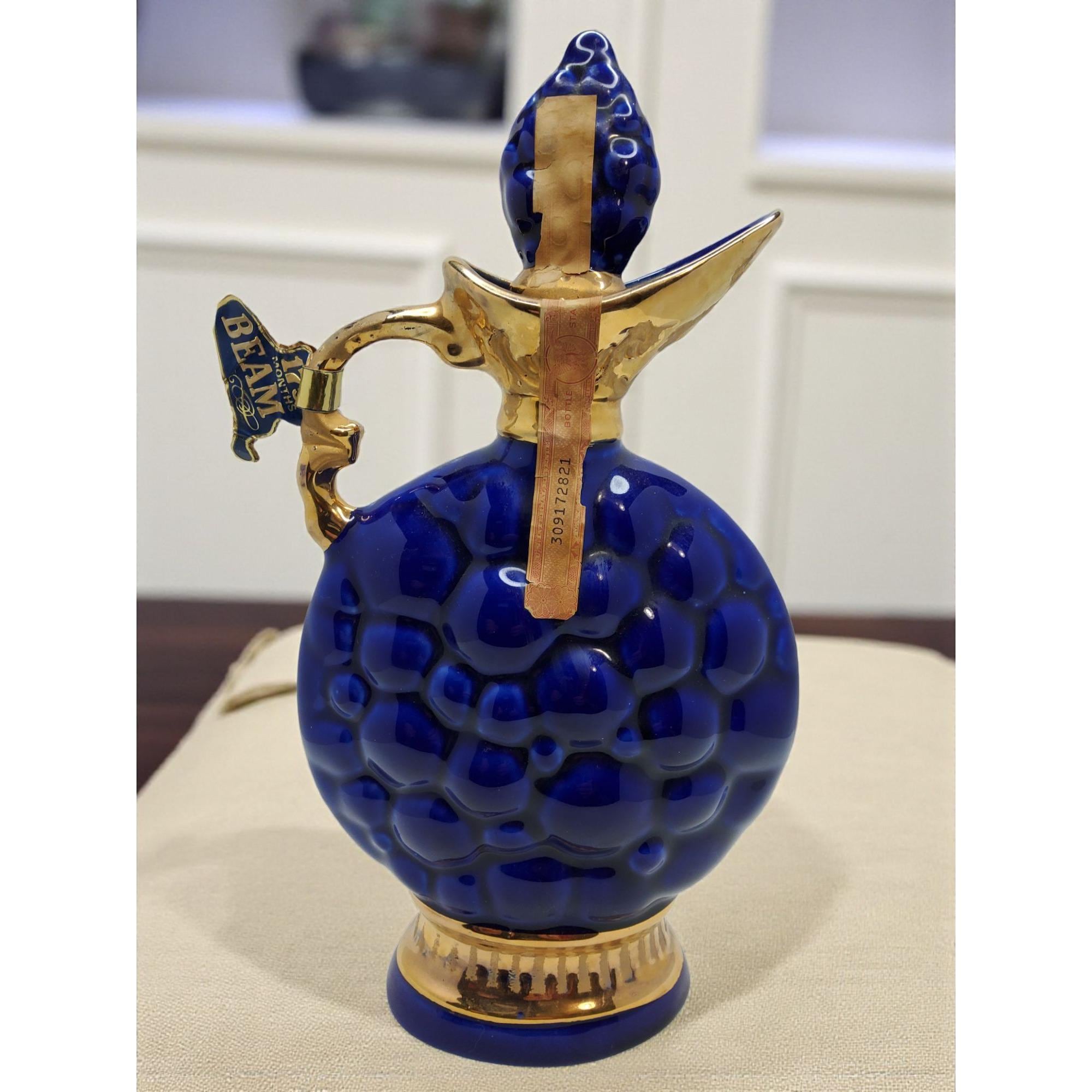 Vintage 1963 Jim Beam Decanter: Regal China Cobalt Blue & Gold