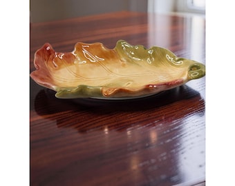 Vintage Cracker Barrel Bountiful Harvest Porcelain Fall Leaf Trinket Table Decor